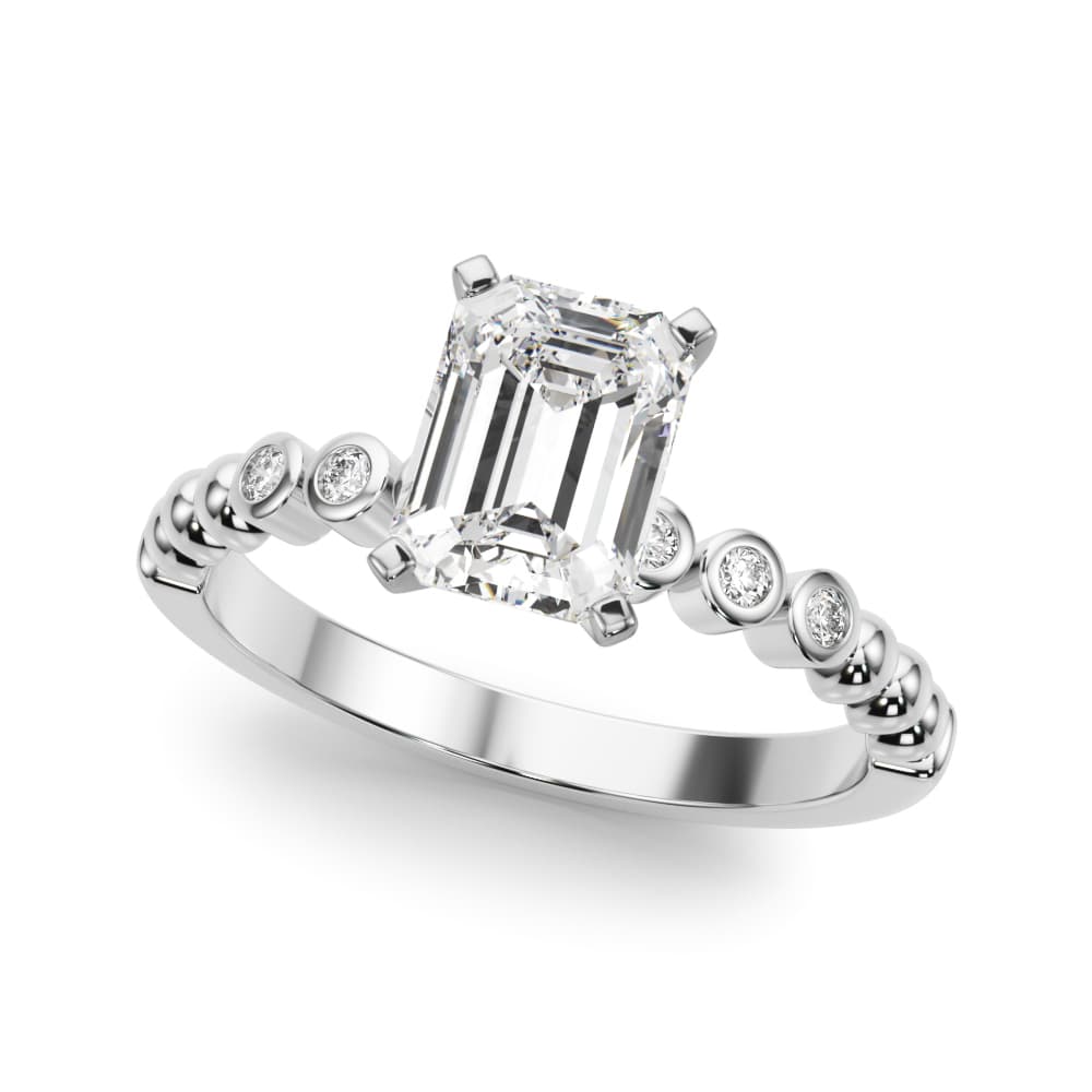 Beaded & Bezel Set Engagement Ring — style 51259 in 10k White Gold