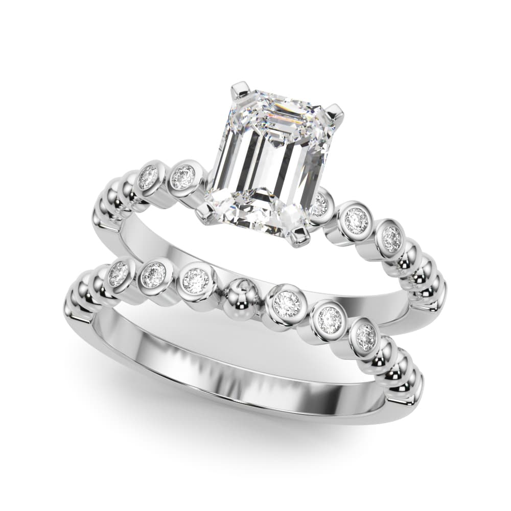 Beaded & Bezel Set Engagement Ring, style 51259, On hand view in white gold or platinum
