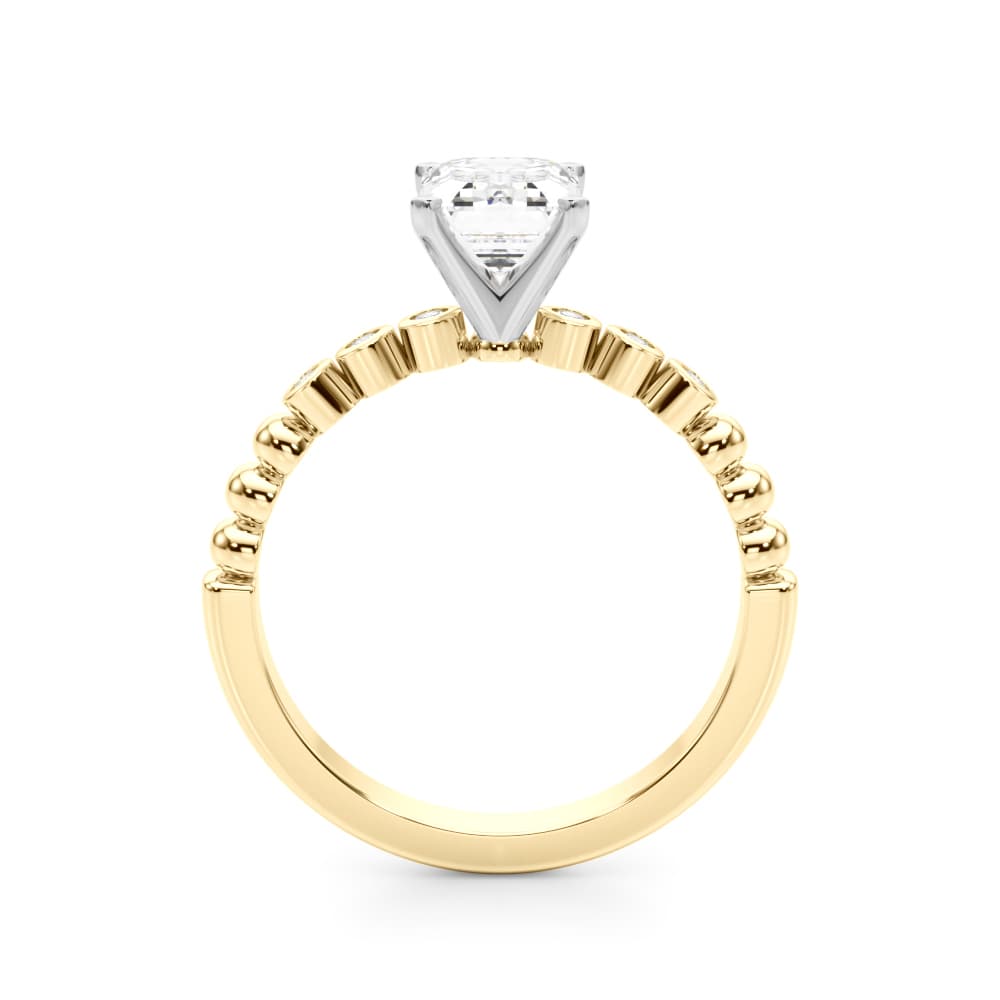 Beaded & Bezel Set Engagement Ring, style 51259, Side view in yellow gold