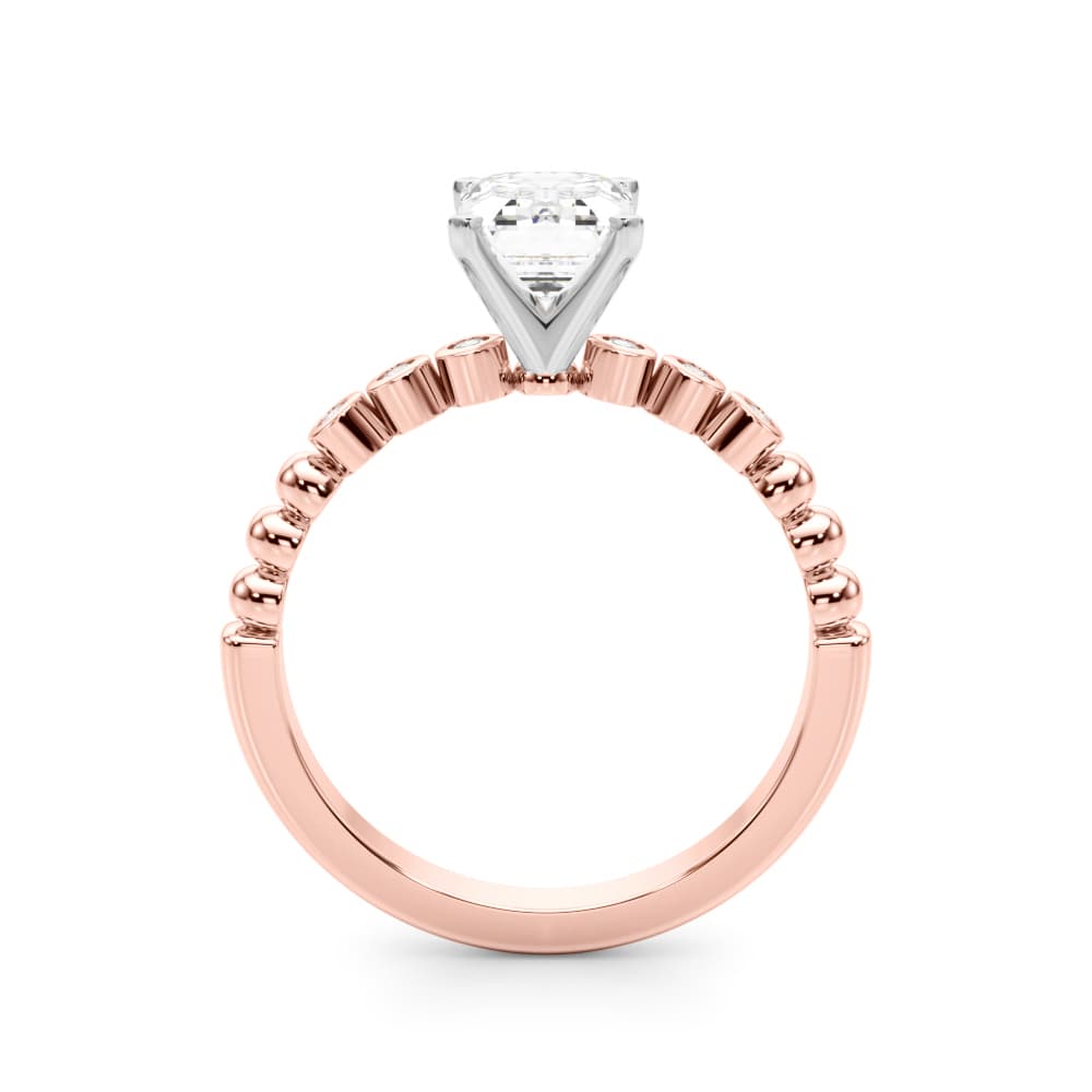 Beaded & Bezel Set Engagement Ring, style 51259, Side view in rose gold