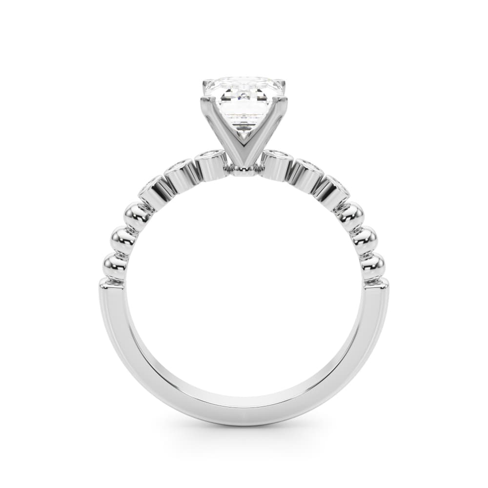 Beaded & Bezel Set Engagement Ring, style 51259, Side view in white gold or platinum