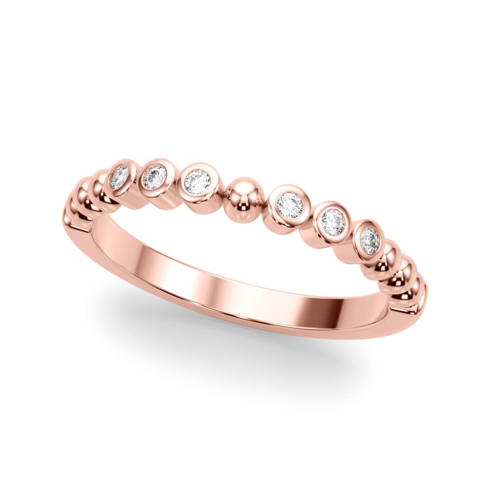 Beaded & Bezel Set Wedding Band (0.09 ct. tw.), Front view in rose gold