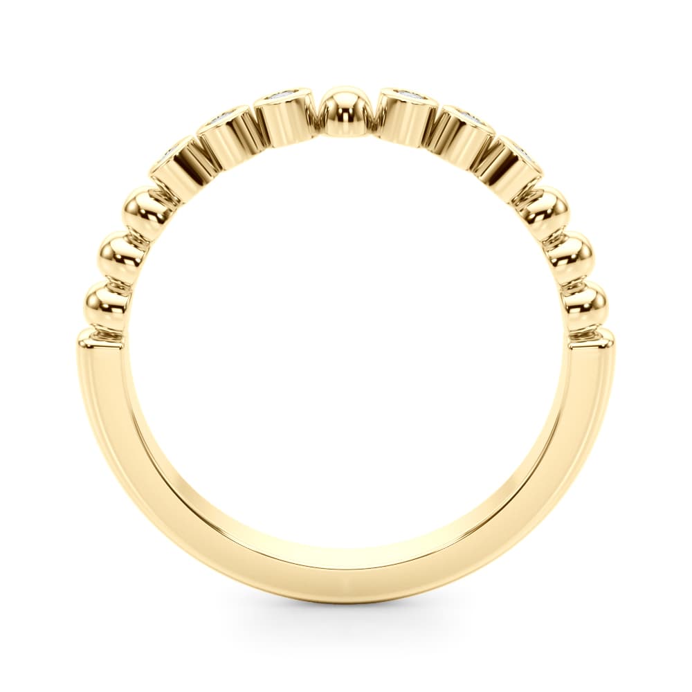Beaded & Bezel Set Wedding Band (0.09 ct. tw.), Side view in yellow gold