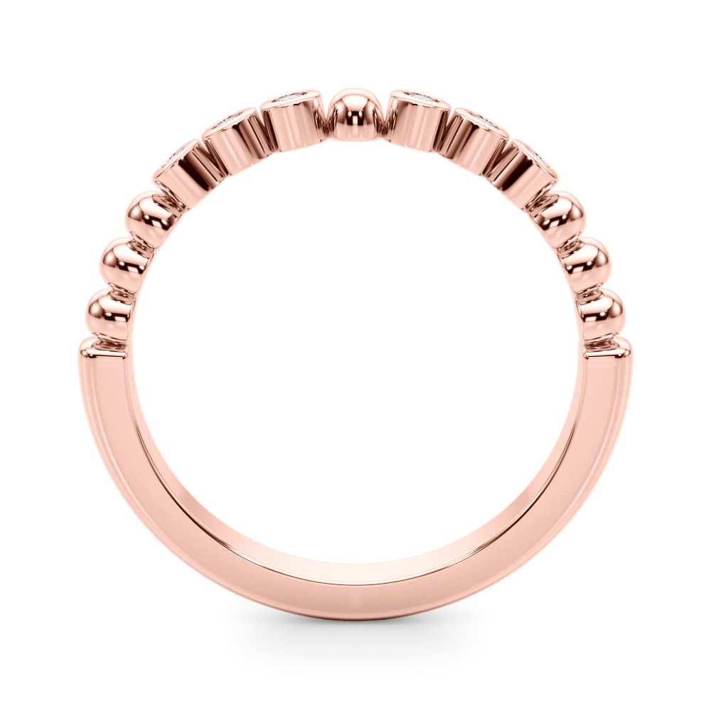 Beaded & Bezel Set Wedding Band (0.09 ct. tw.), Side view in rose gold