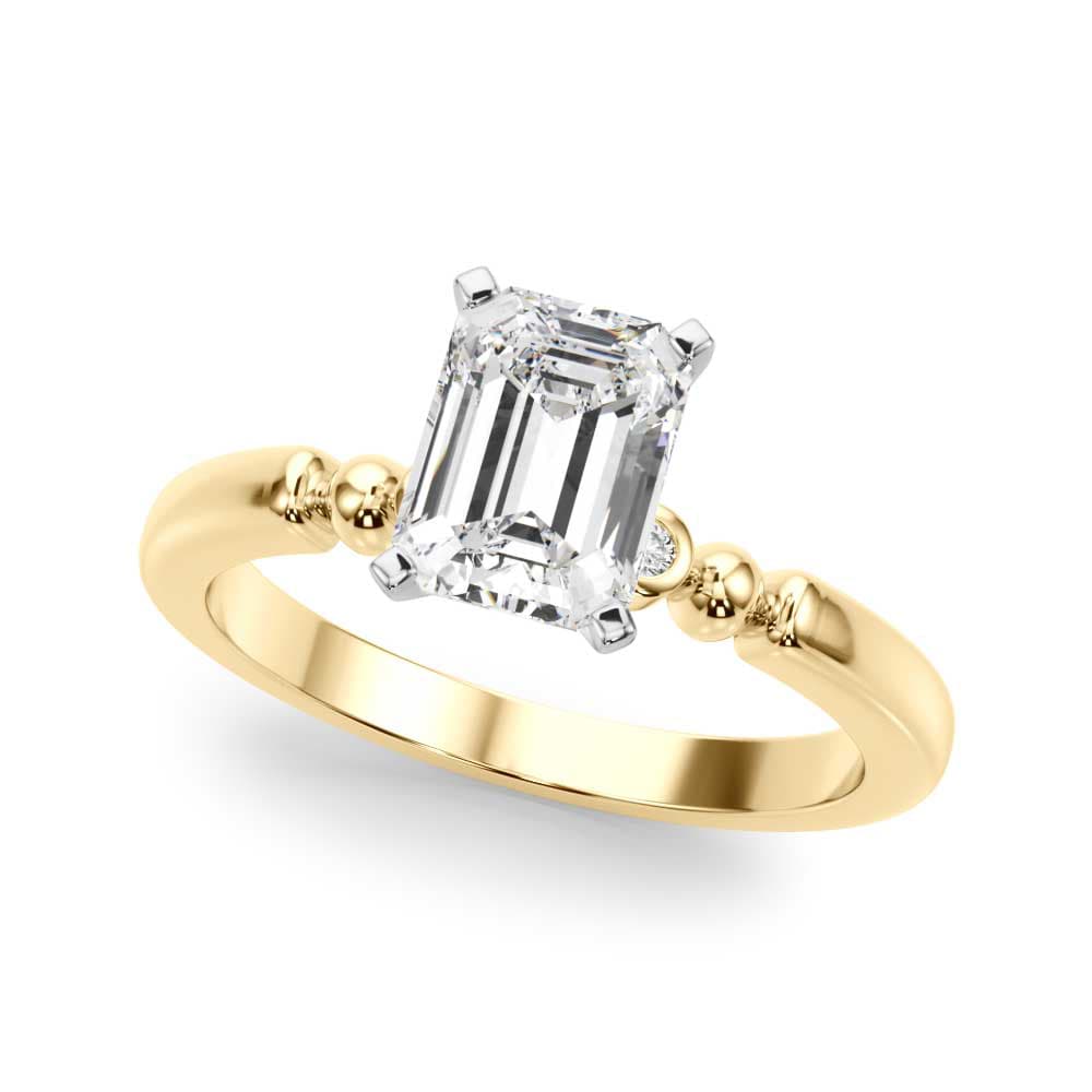 Beaded & Bezel Set Engagement Ring, style 51260, Front view in yellow gold