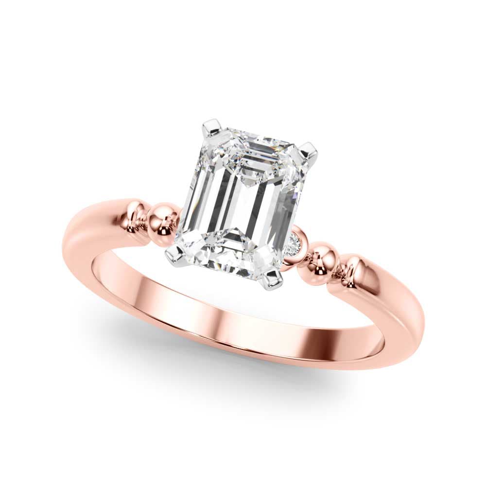 Beaded & Bezel Set Engagement Ring, style 51260, Front view in rose gold