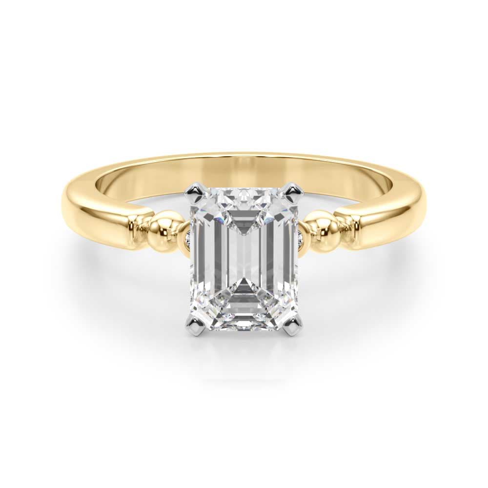 Beaded & Bezel Set Engagement Ring, style 51260, Angle view in yellow gold
