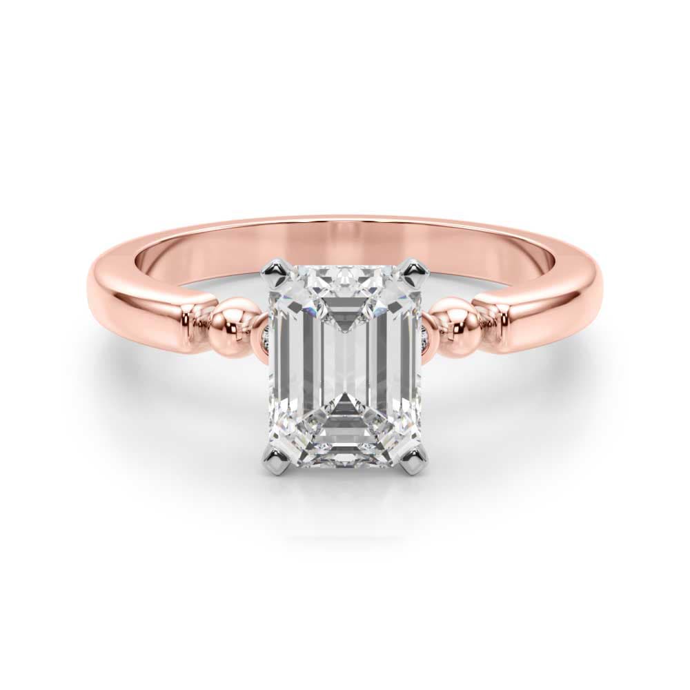 Beaded & Bezel Set Engagement Ring, style 51260, Angle view in rose gold