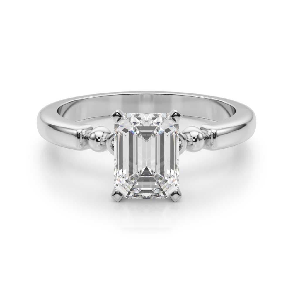 Beaded & Bezel Set Engagement Ring, style 51260, Angle view in white gold or platinum