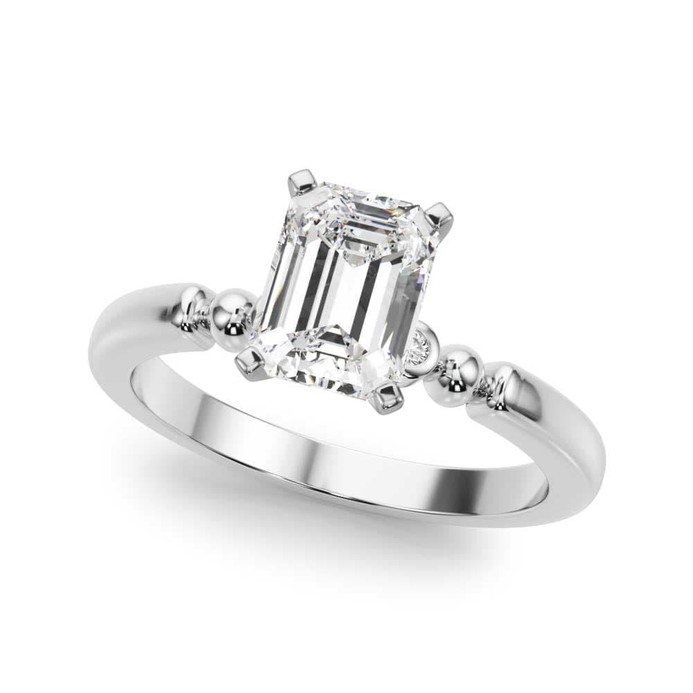 Beaded & Bezel Set Engagement Ring — style 51260 in 10k White Gold