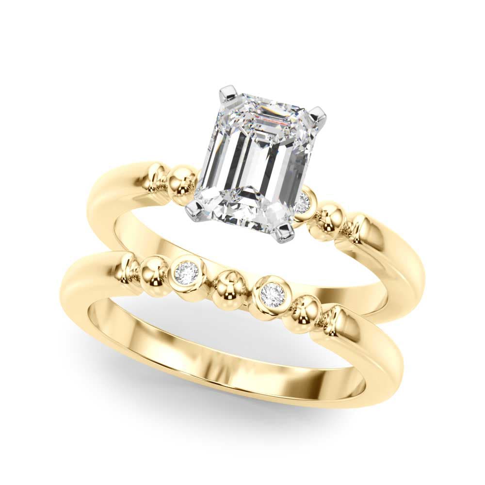 Beaded & Bezel Set Engagement Ring, style 51260, On hand view in yellow gold
