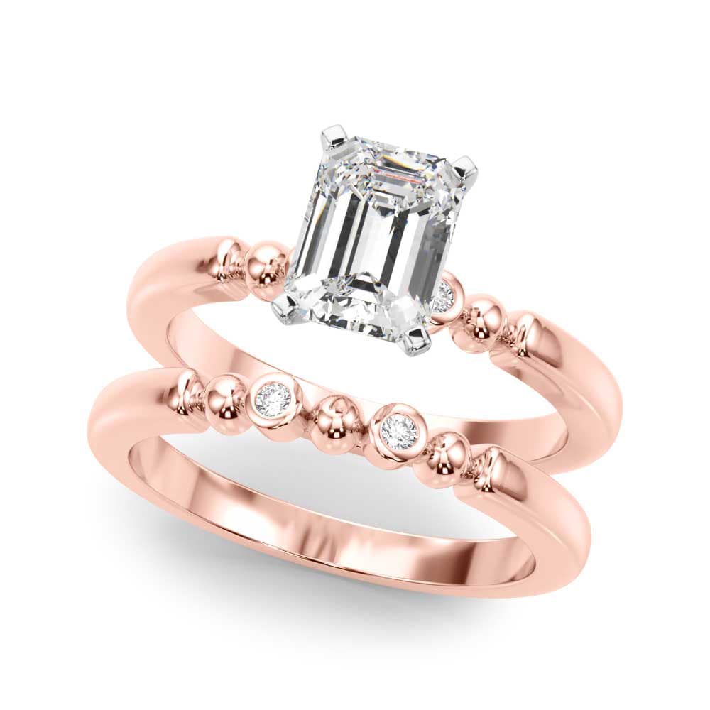 Beaded & Bezel Set Engagement Ring, style 51260, On hand view in rose gold