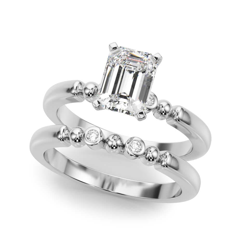 Beaded & Bezel Set Engagement Ring, style 51260, On hand view in white gold or platinum
