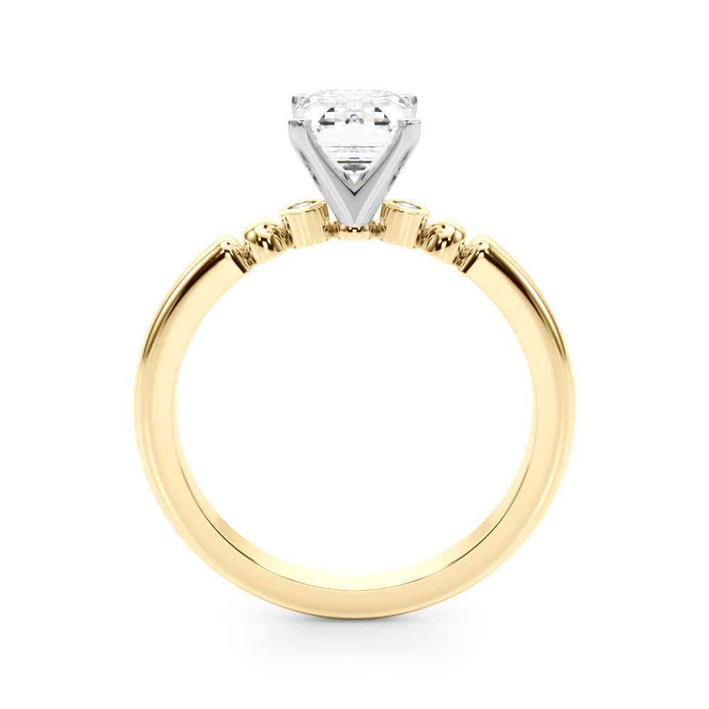 Beaded & Bezel Set Engagement Ring, style 51260, Side view in yellow gold