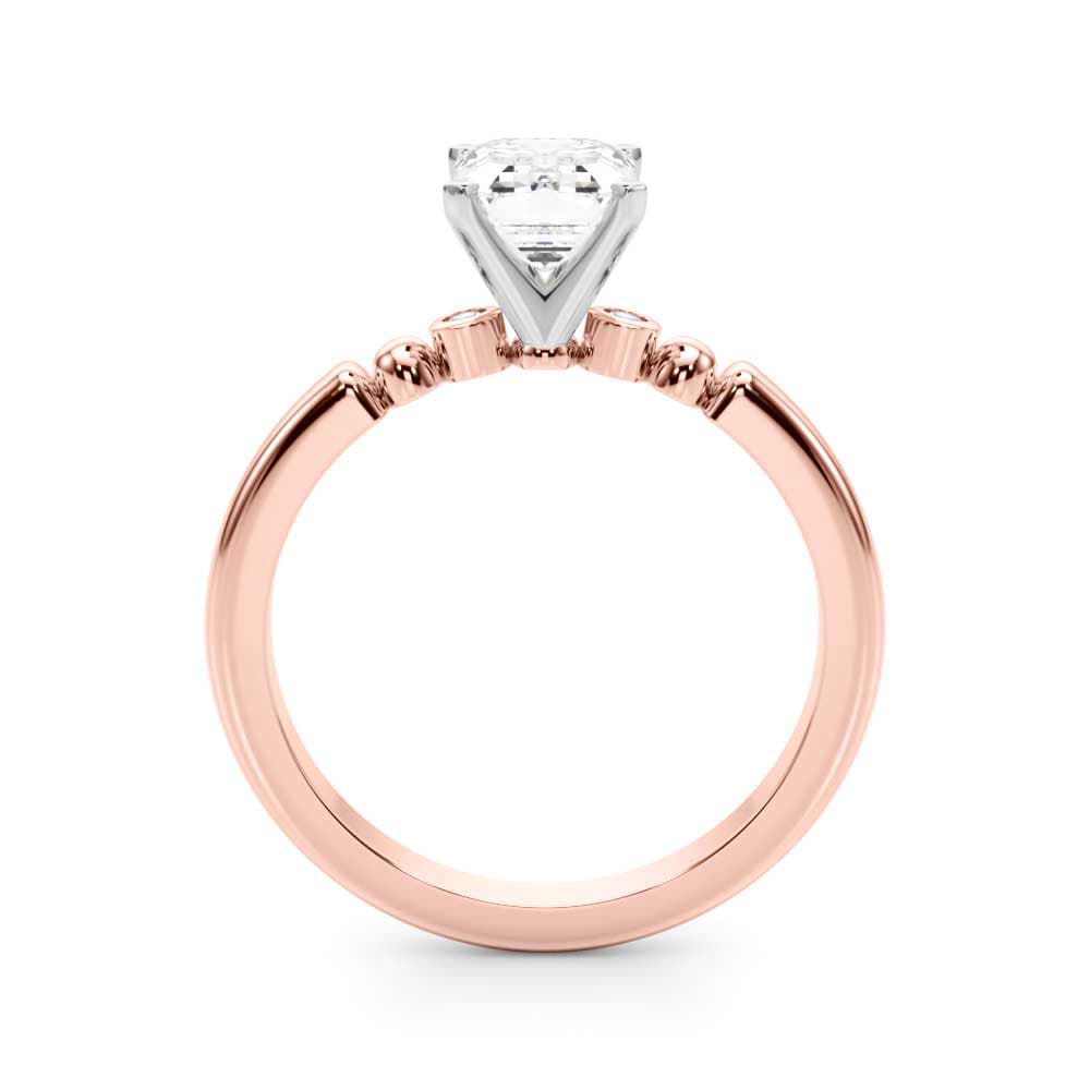 Beaded & Bezel Set Engagement Ring, style 51260, Side view in rose gold