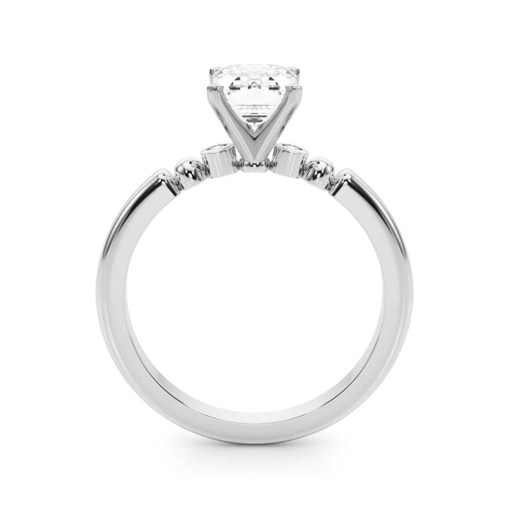 Beaded & Bezel Set Engagement Ring, style 51260, Side view in white gold or platinum
