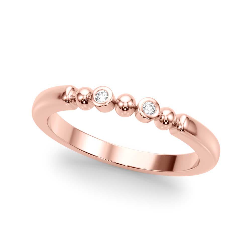 Beaded & Bezel Set Wedding Band (0.03 ct. tw.), Front view in rose gold