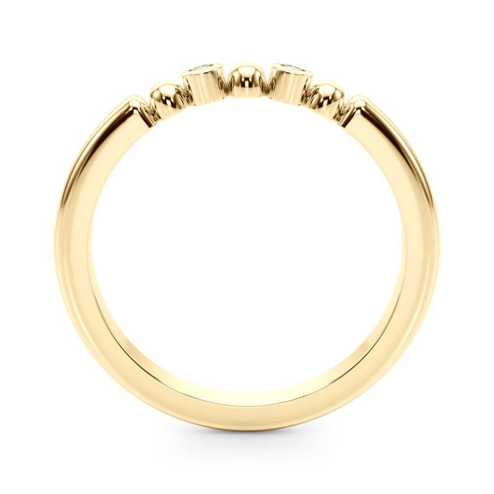 Beaded & Bezel Set Wedding Band (0.03 ct. tw.), Side view in yellow gold