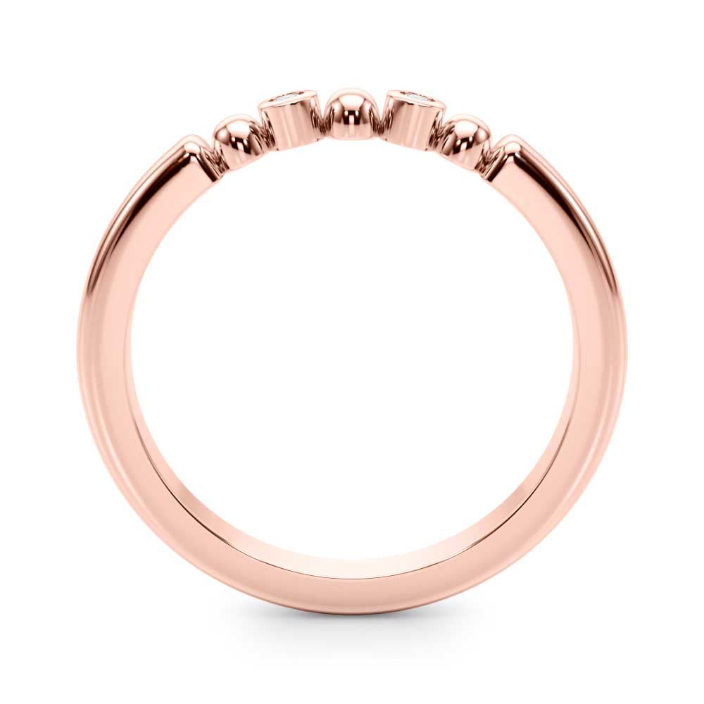 Beaded & Bezel Set Wedding Band (0.03 ct. tw.), Side view in rose gold