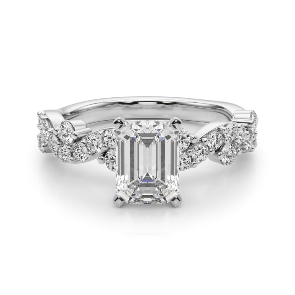 Contemporary Engagement Ring, style 51261, Angle view in white gold or platinum