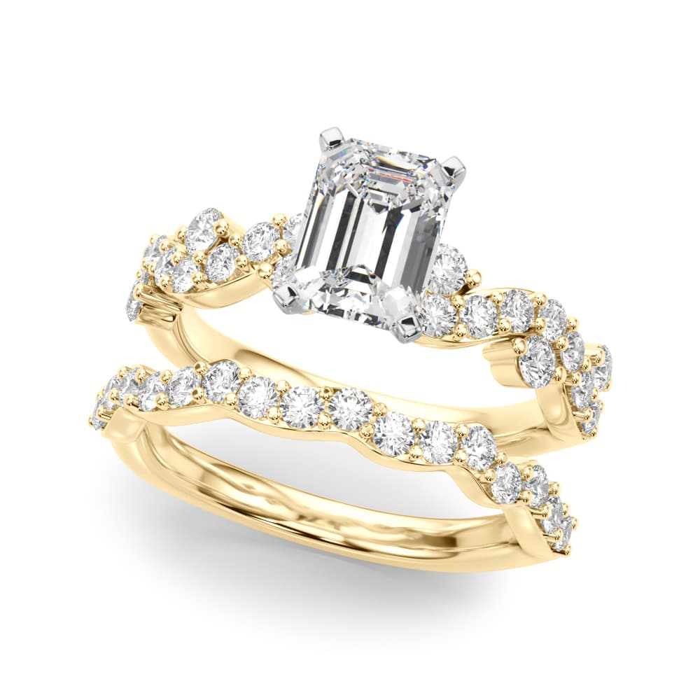 Contemporary Engagement Ring, style 51261, On hand view in yellow gold