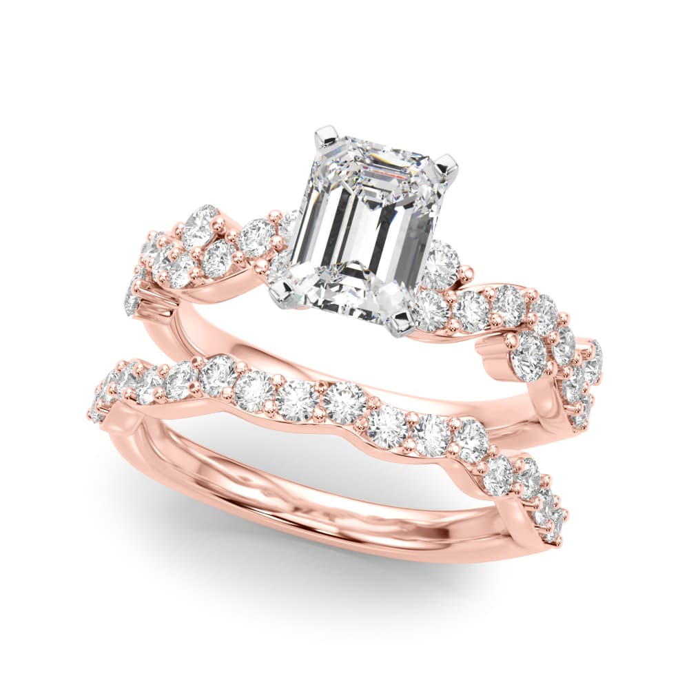 Contemporary Engagement Ring, style 51261, On hand view in rose gold