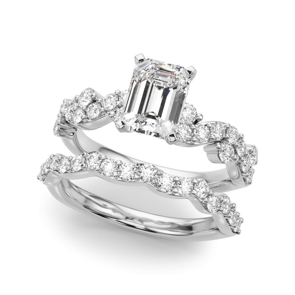 Contemporary Engagement Ring, style 51261, On hand view in white gold or platinum