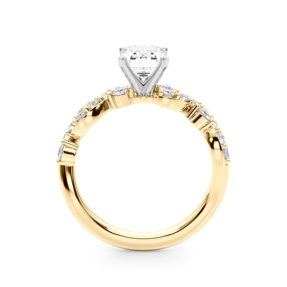 Contemporary Engagement Ring, style 51261, Side view in yellow gold