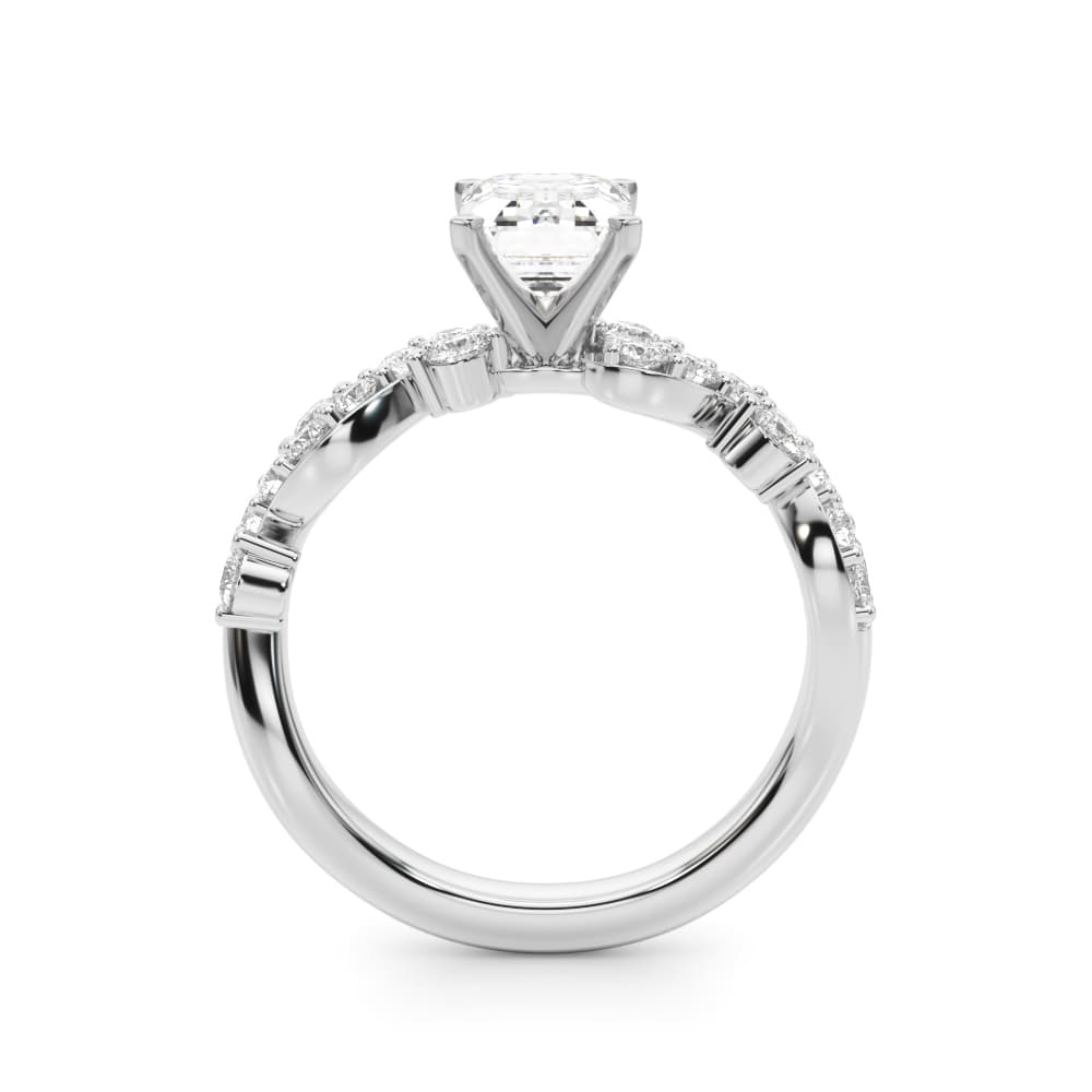 Contemporary Engagement Ring, style 51261, Side view in white gold or platinum