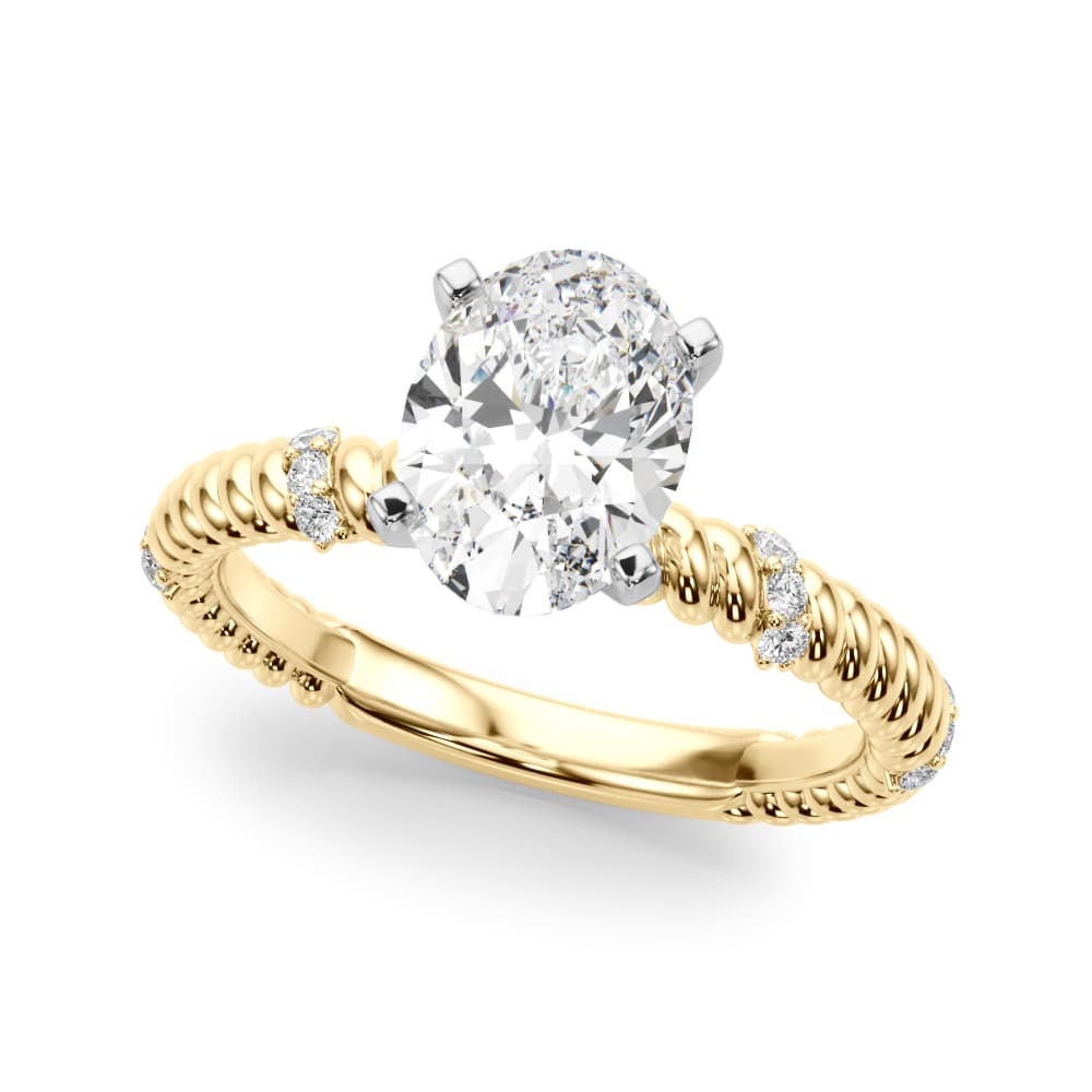 Twisting Diamond Accented Engagement Ring, style 51262, Front view in yellow gold