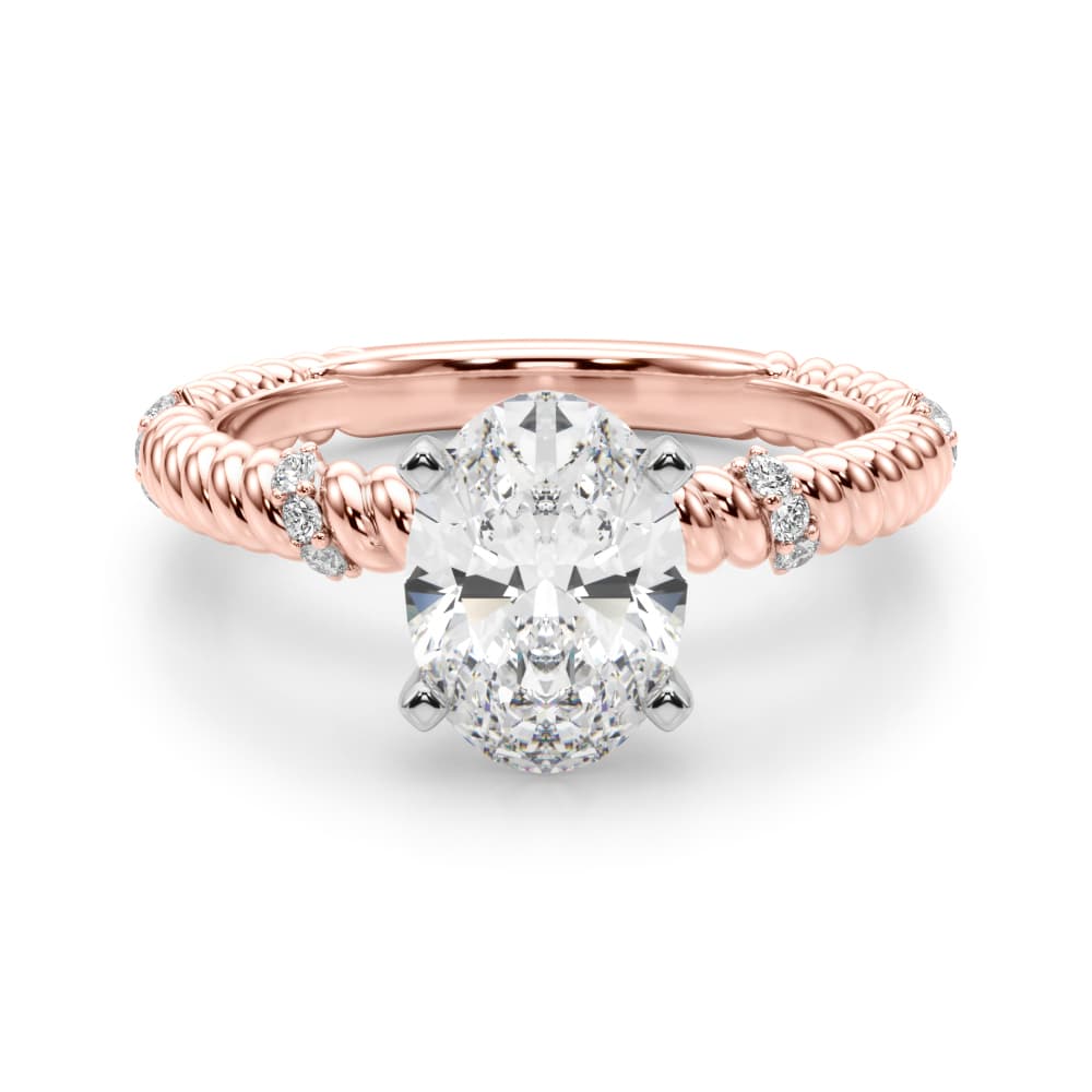 Twisting Diamond Accented Engagement Ring, style 51262, Angle view in rose gold