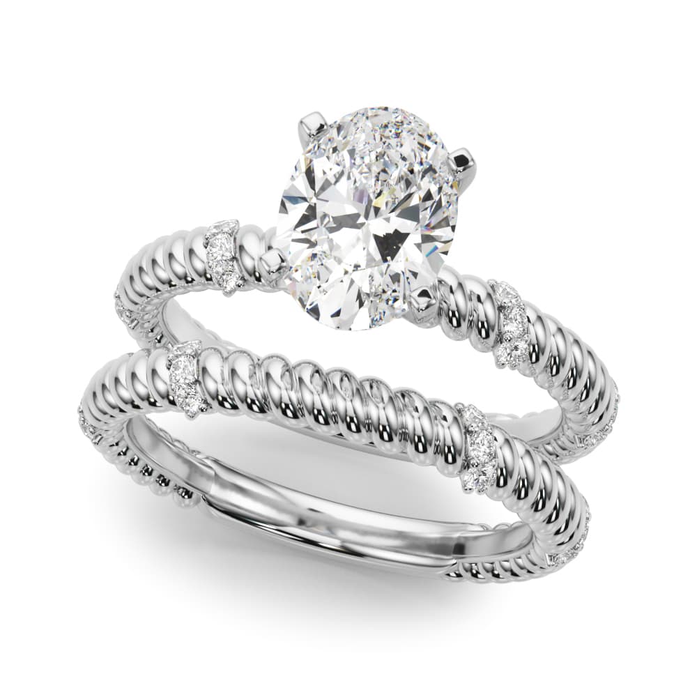 Twisting Diamond Accented Engagement Ring, style 51262, On hand view in white gold or platinum
