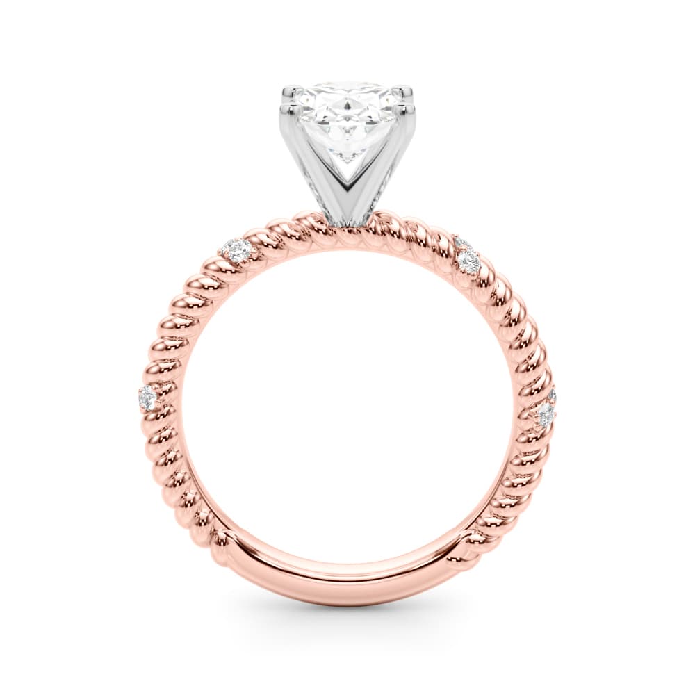 Twisting Diamond Accented Engagement Ring, style 51262, Side view in rose gold