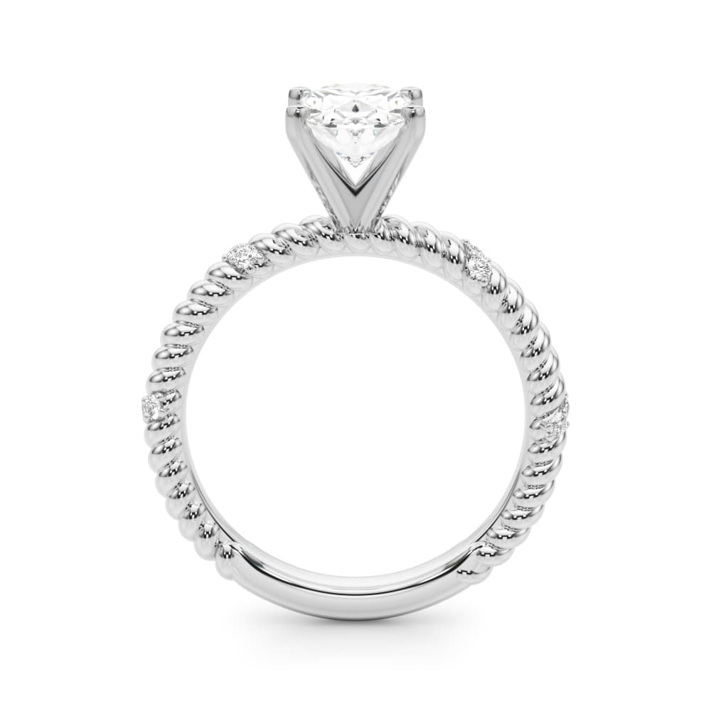 Twisting Diamond Accented Engagement Ring, style 51262, Side view in white gold or platinum