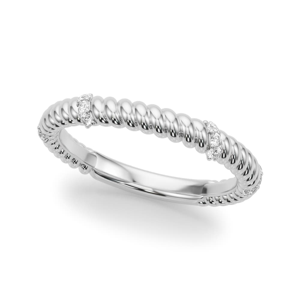 Twisting Diamond Accented Wedding Band — View 1