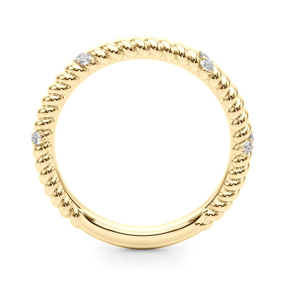 Twisting Diamond Accented Wedding Band (1/8 ct. tw.), Side view in yellow gold