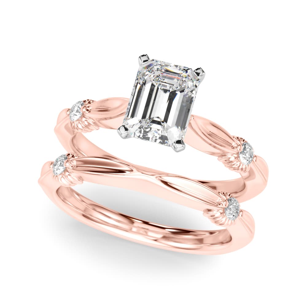 Contemporary Engagement Ring, style 51263, On hand view in rose gold