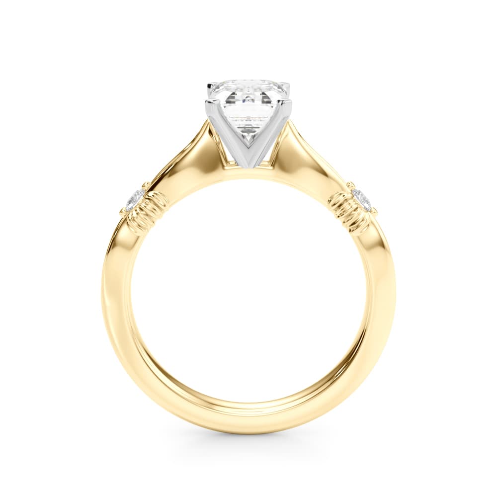 Contemporary Engagement Ring, style 51263, Side view in yellow gold