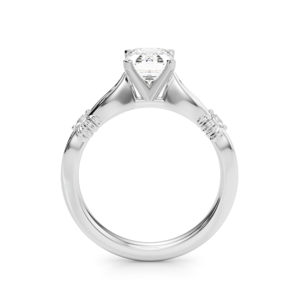 Contemporary Engagement Ring, style 51263, Side view in white gold or platinum