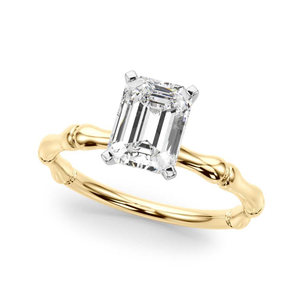 Bamboo Style Engagement Ring, style 51264, Front view in yellow gold