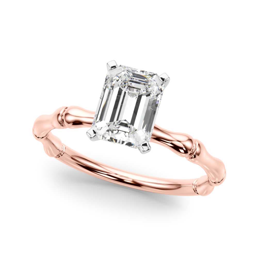 Bamboo Style Engagement Ring, style 51264, Front view in rose gold