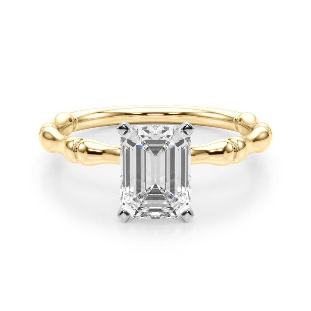 Bamboo Style Engagement Ring, style 51264, Angle view in yellow gold