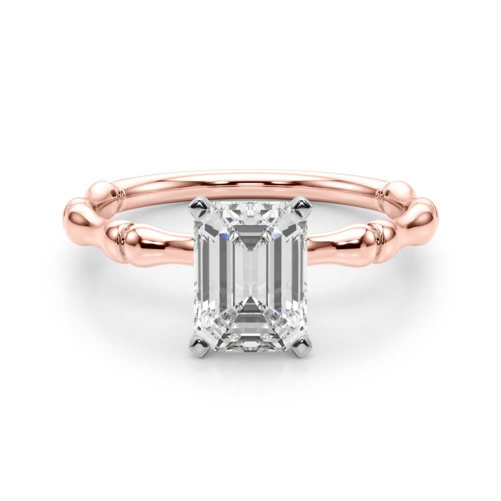 Bamboo Style Engagement Ring, style 51264, Angle view in rose gold