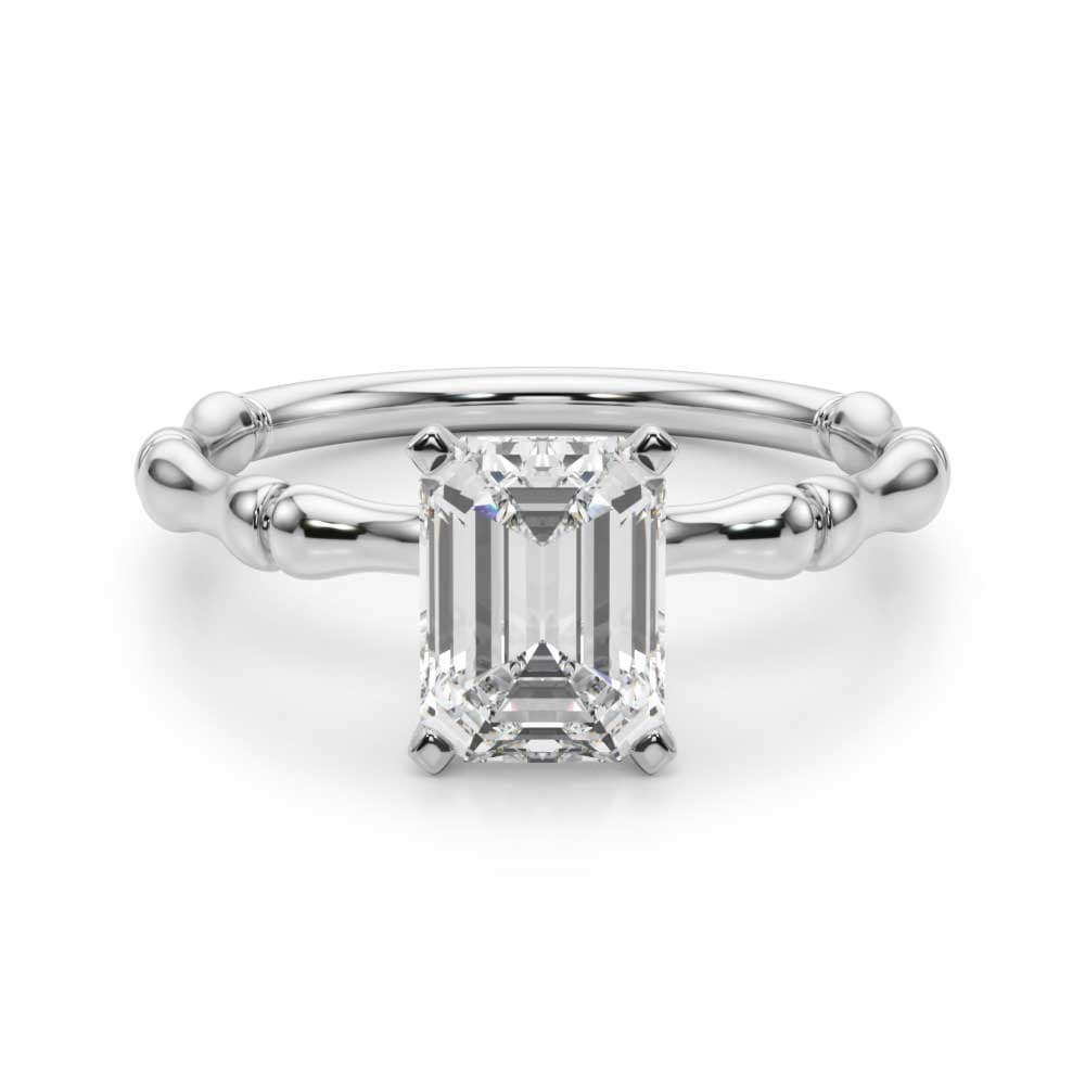 Bamboo Style Engagement Ring, style 51264, Angle view in white gold or platinum