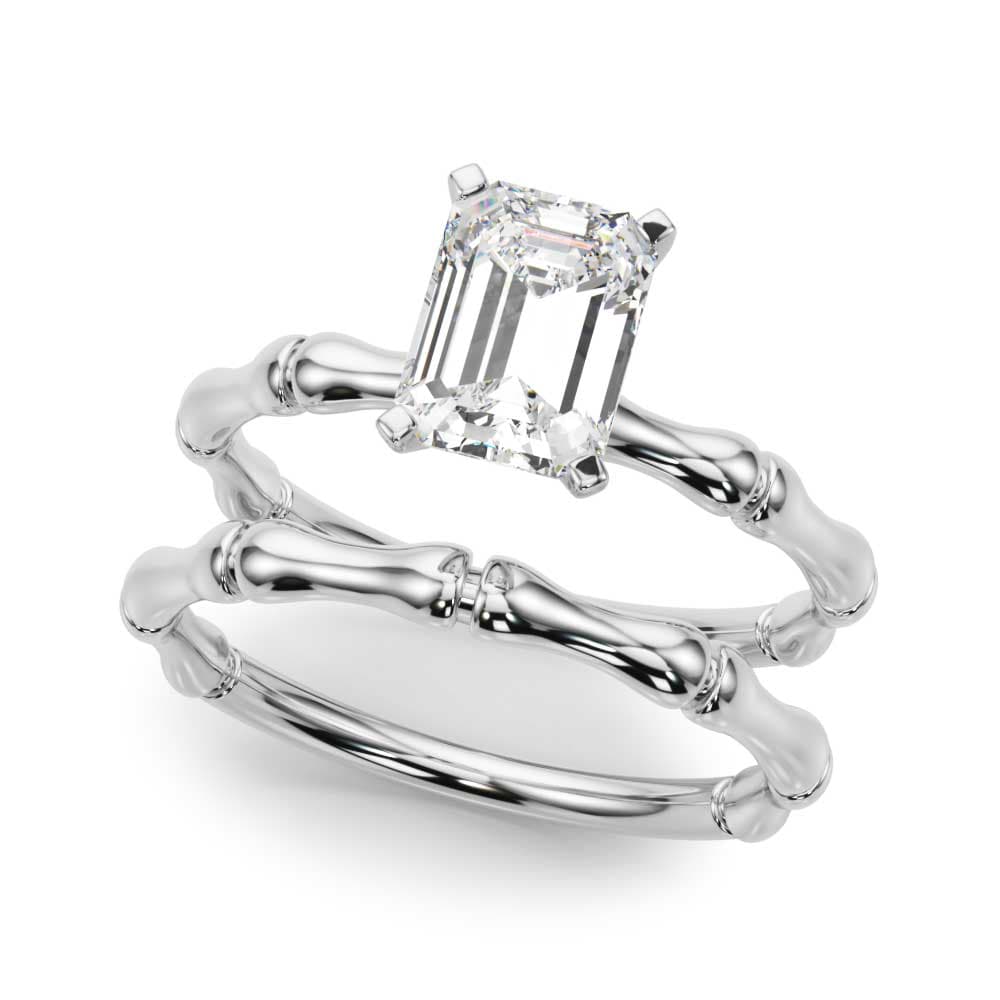 Bamboo Style Engagement Ring, style 51264, On hand view in white gold or platinum