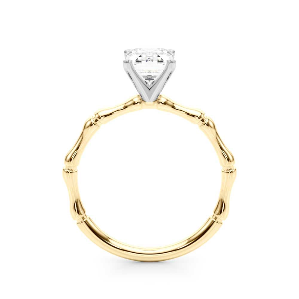 Bamboo Style Engagement Ring, style 51264, Side view in yellow gold