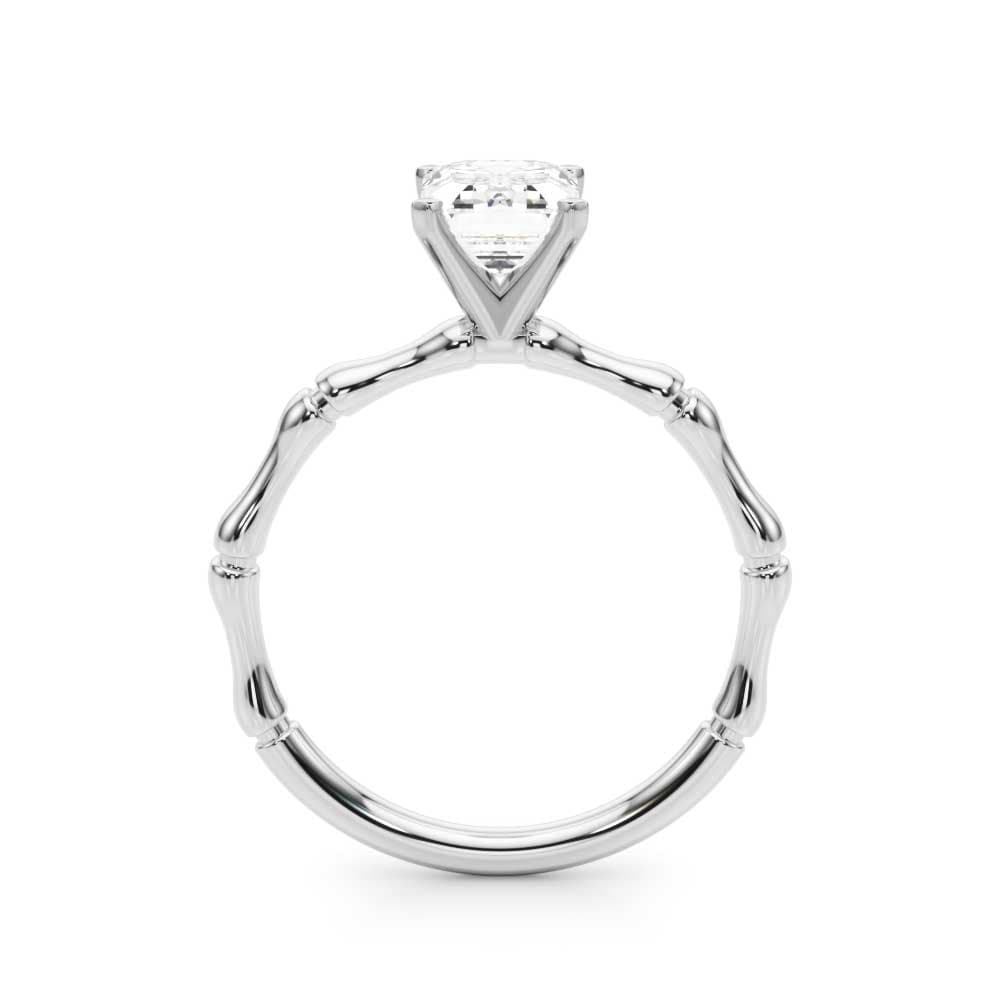 Bamboo Style Engagement Ring, style 51264, Side view in white gold or platinum