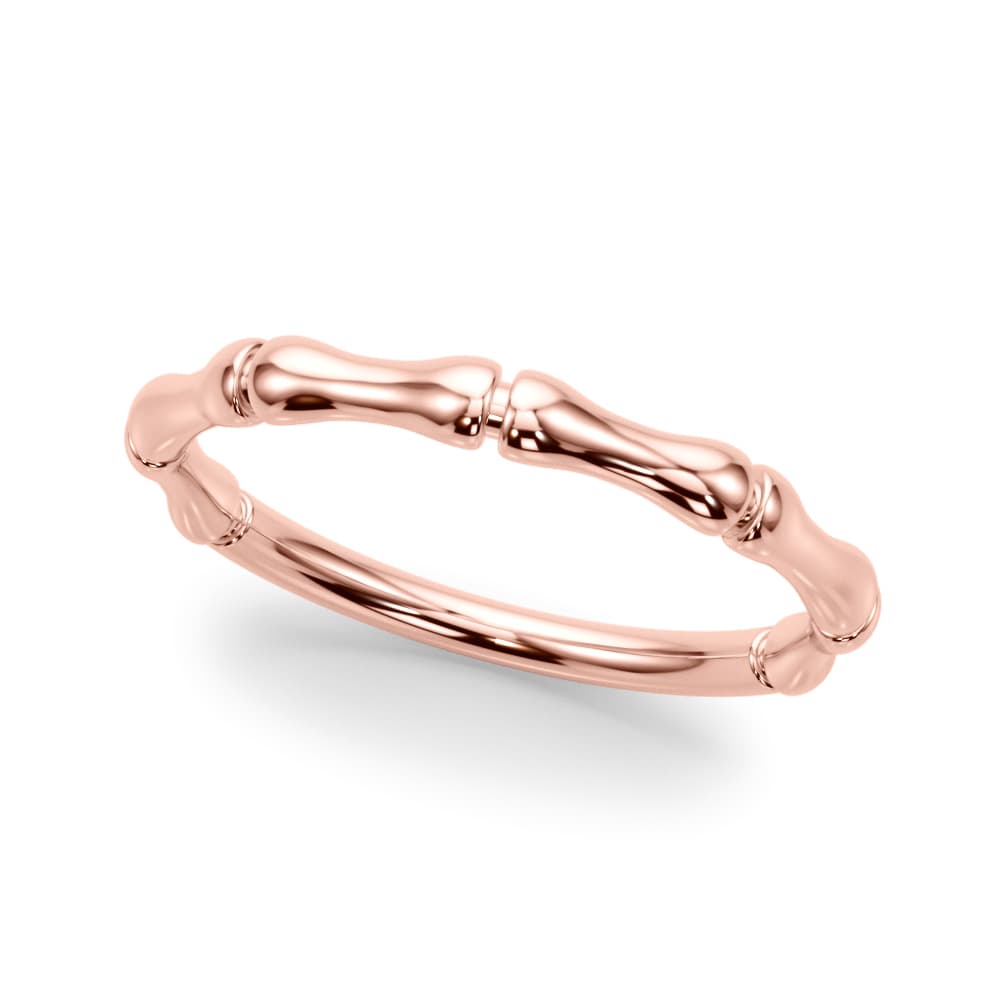 Bamboo Style Wedding Band, Front view in rose gold