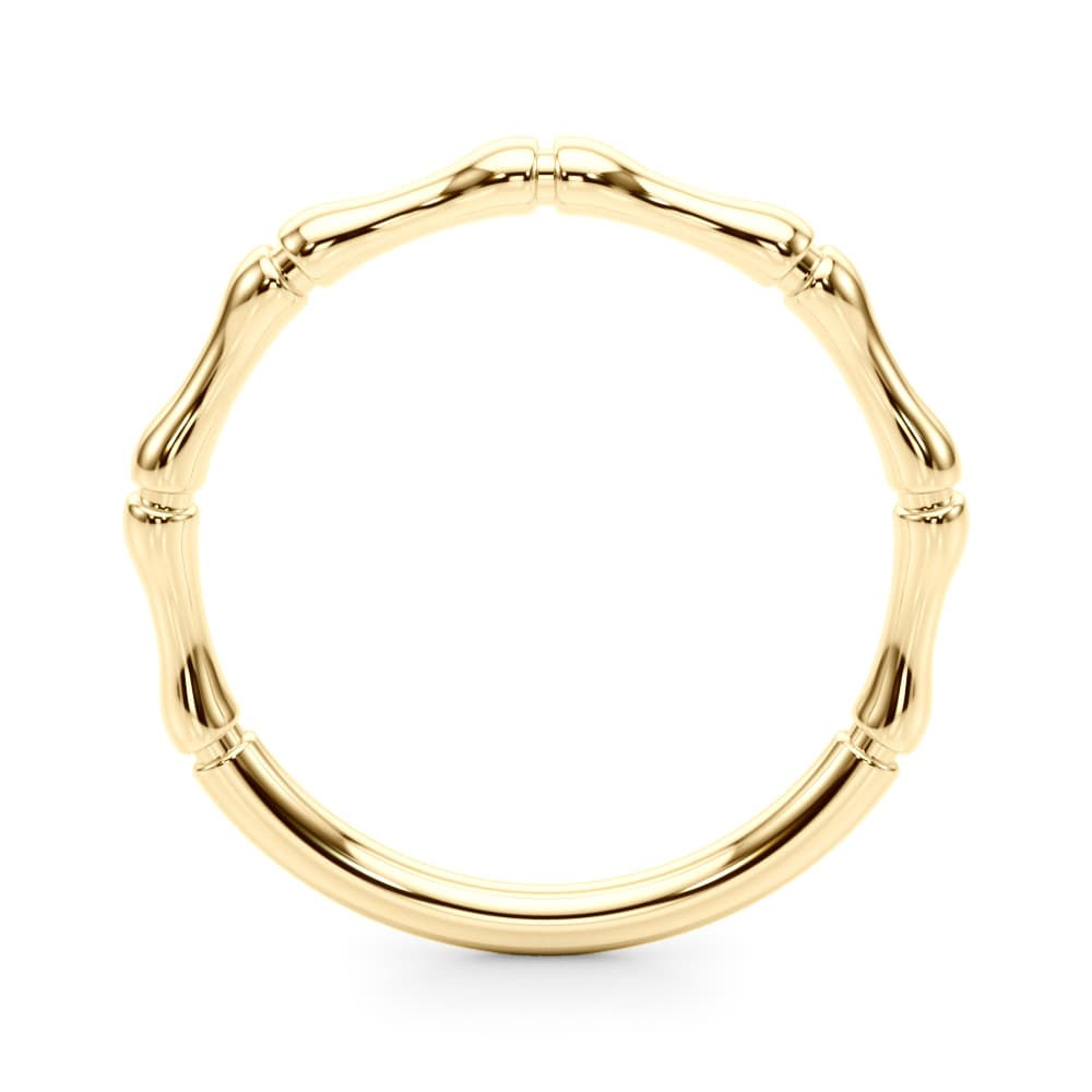 Bamboo Style Wedding Band, Side view in yellow gold