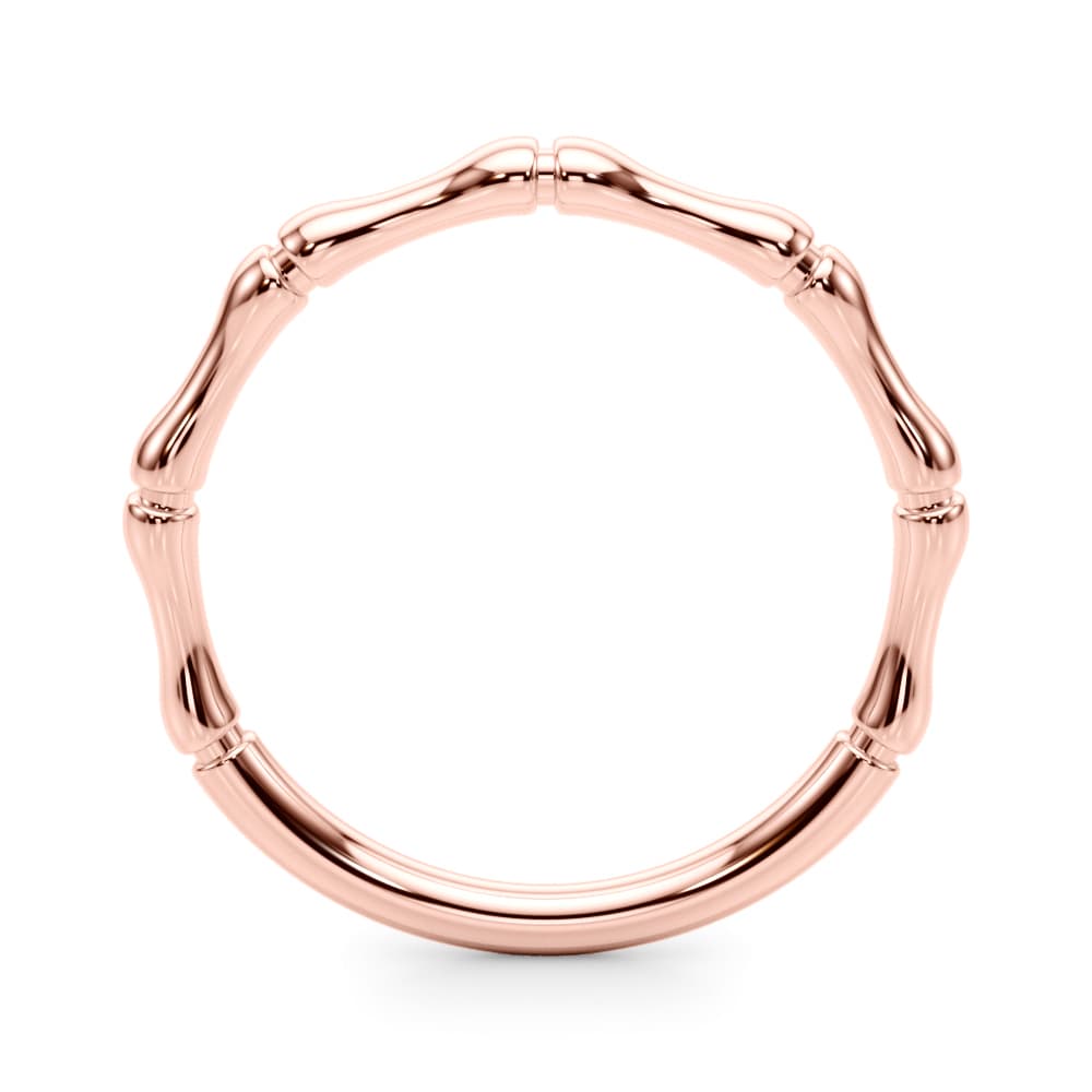 Bamboo Style Wedding Band, Side view in rose gold